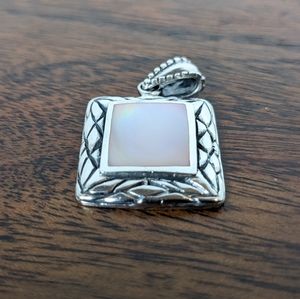 Sterling Silver & Mother Of Pearl Inlay Necklace Pendant .925